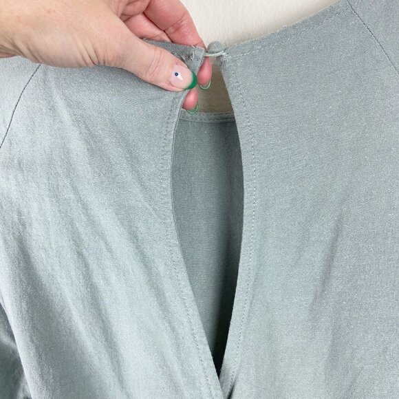 LE LIS | Sage Green Short Sleeve Jumpsuit Drawstring Waist Wide Leg Small - Picture 5 of 11